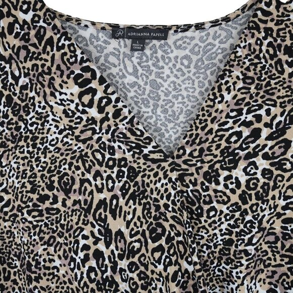 Adrianna Papell Womens Leopard Print V-Neck Blouse Size L - Picture 3 of 6